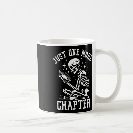 Just One More Chapter, Funny Skeleton Reading Book Koffiemok (Rechts)