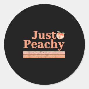Just Peachy Summer Fruit Retro Graphic Ronde Sticker