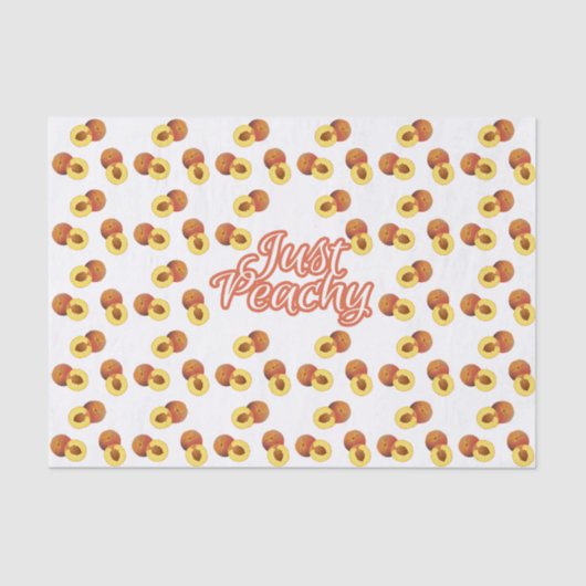 "Just Peachy"-typografie op het Perzikpatroon Tissuepapier (Voorkant)