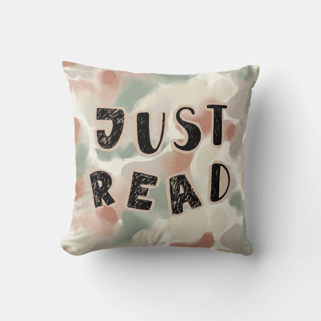Just Read-Abstract Watercolor Book Pillow Kussen (Voorkant)