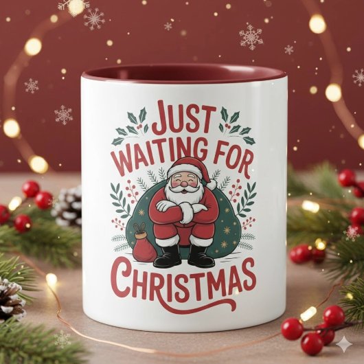 Just Waiting for Christmas Santa 11 oz Coffee Mug