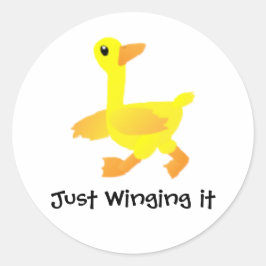 Just winging it Duck Humor Ronde Sticker