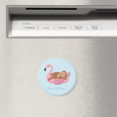 Juste Chilling Sloth Flamant rose rose Aimant (In Situ (Lave-vaisselle))