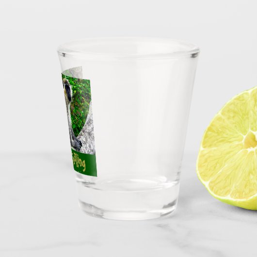 Juste Chilling Vert Singe Imprimer Shot Verre (Droite)