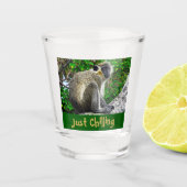 Juste Chilling Vert Singe Imprimer Shot Verre (Devant)