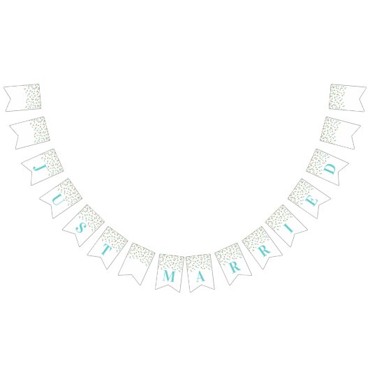 Juste confettis bleu-clair mariés d'or de bannière (Tout)