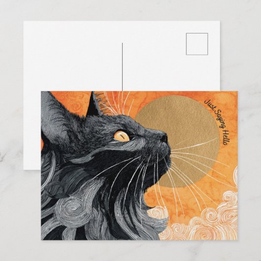 Juste dire Hello Cat carte postale (Devant / Derrière)