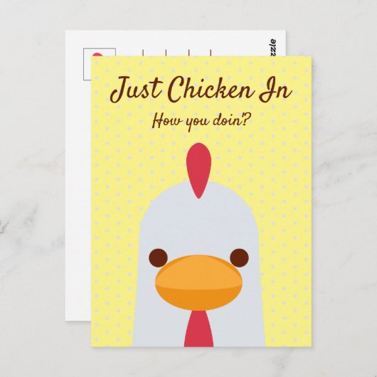 Juste Du Poulet Dans Funny Hello Carte Postale (Devant / Derrière)