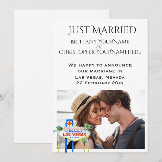 Juste faire-part marié de photo de Las Vegas (Devant / Derrière)