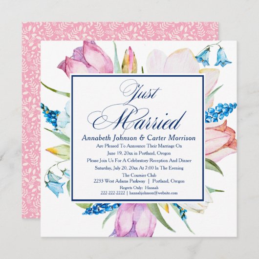 "Juste" faire-part marié floral de mariage (Devant / Derrière)