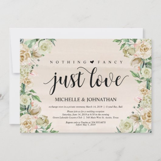 Juste l'amour, carte d'invitation pour réception d (Devant)