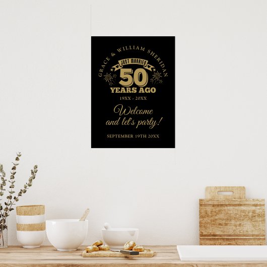 Juste marié 50ème Mariage Anniversaire Affiche de  (Cuisine)