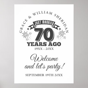 Juste marié 70e Mariage Affiche de bienvenue anniv