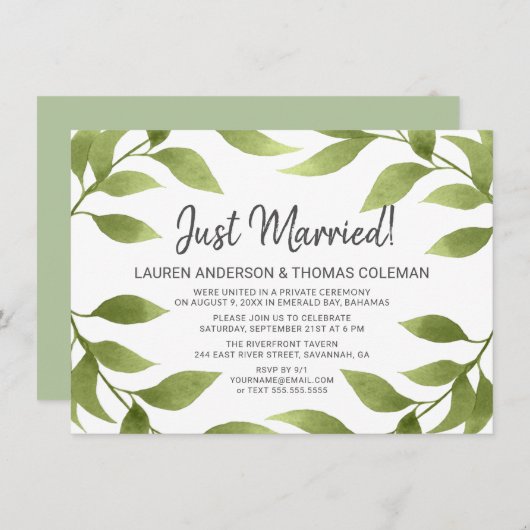 Juste marié Aquarelle Willow Faire-part (Devant / Derrière)