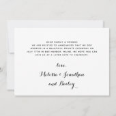 Juste marié Elopement Mariage de chien Faire-part (Dos)