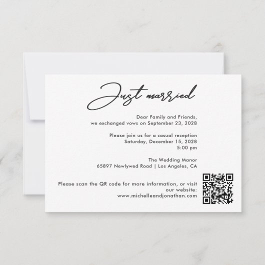 Juste marié elopement mariage photo carte code qr (Dos)