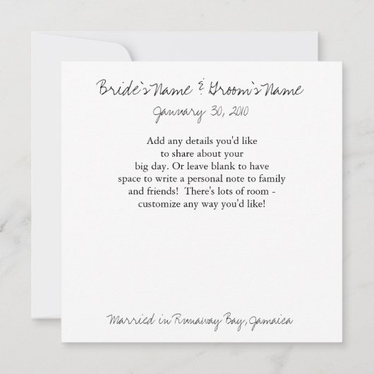 Juste marié Faire-part (Dos)