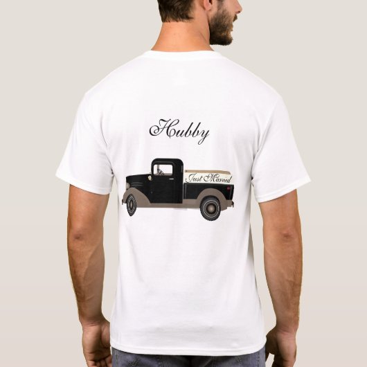 Juste Marié Hubby Wifey Vieux T-shirt Camion (Dos)