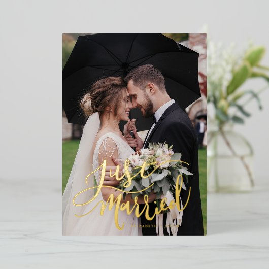 Juste Marié Main Lettré Mariage Faire-part (Debout devant)