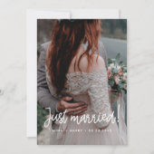 Juste marié mariage de calligraphie moderne carte (Devant)