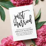 Juste marié | Mariage de poste Invitation Brunch<br><div class="desc">Planifier un brunch avec les jeunes mariés le lendemain du mariage ? Invités Invitations avec ces invitations de brunch décontracté et moderne mettant en vedette "juste marié" dans la typographie manuscrite des marqueurs de brosse. Ajoutez les détails de votre brunch en lettres noires assorties.</div>