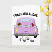 JUSTE MARIÉ MARIAGE DE VOITURE RETRO CARTE DE RECO (Fleur jaune)