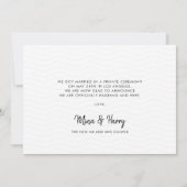 Juste marié mariage élégant carte photo (Dos)