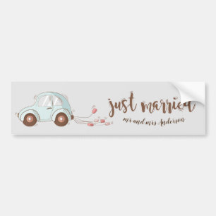 Juste marié mignon monogramme Sticker pare-chocs