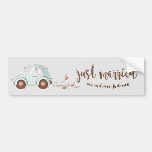 Juste marié mignon monogramme Sticker pare-chocs (Devant)