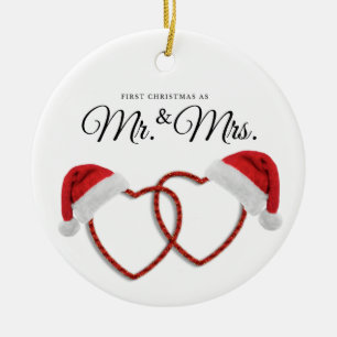 Juste marié un ornement de Noël Nouveau coeur de m