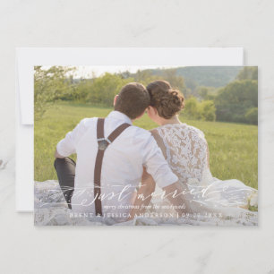 Juste mariée nouvelle première carte de Noël