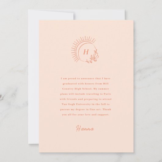 Juste Peachy Grad Faire-part (Dos)