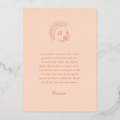 Juste Peachy Rose Gold Faire-part (Verso)