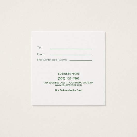 Juste pour vous Joyeux certificat de carte cadeau (Dos)