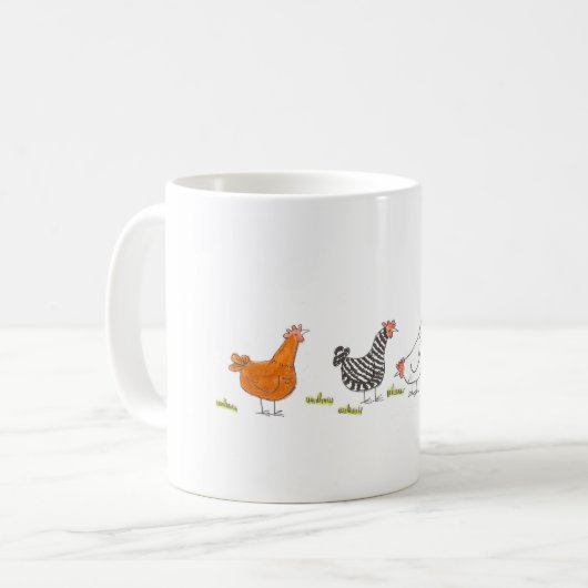 Juste quatre poulets sur une tasse (Devant gauche)