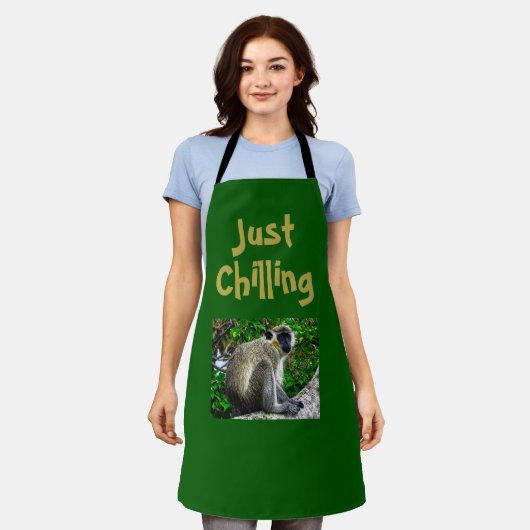 "Juste refroidir" Singe Vert Imprimer Tablier (Porté)