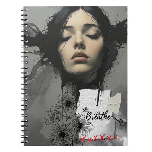 Juste Respirer Cahier Journal de Portrait à l'Encr (Devant)