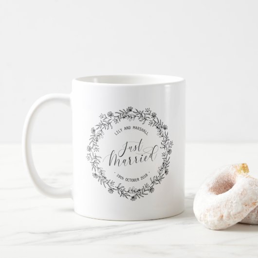 Juste tasse florale mariée personnalisée de | (Avec donut)