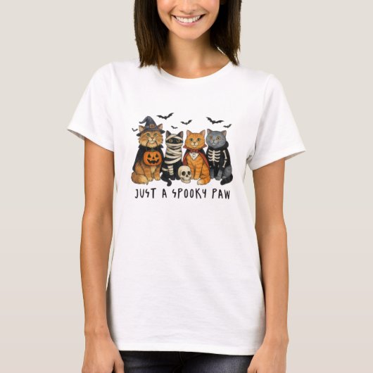 Juste un T-shirt Éffrayant Paw Halloween Chats (Devant)