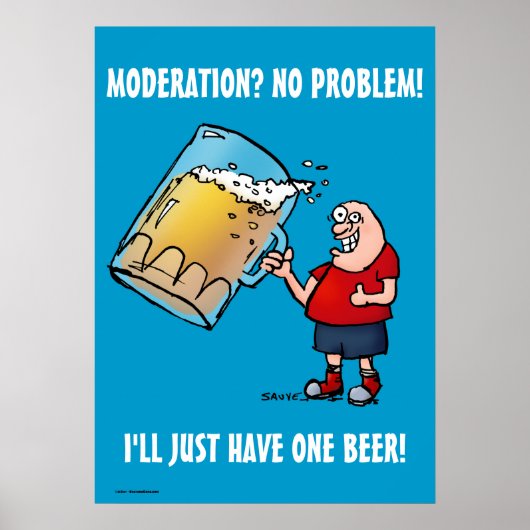 Juste une bière amusant Poster bleu (Devant)