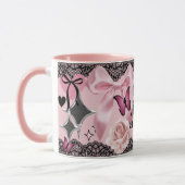 Juste Une Fille Coquette Fille Bow Rose Mug Noir (Gauche)