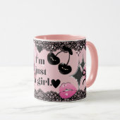 Juste Une Fille Coquette Fille Bow Rose Mug Noir (Devant droit)
