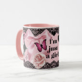 Juste Une Fille Coquette Fille Bow Rose Mug Noir (Devant gauche)