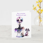 Juste une fille et sa carte de chien teckel (Fleur jaune)