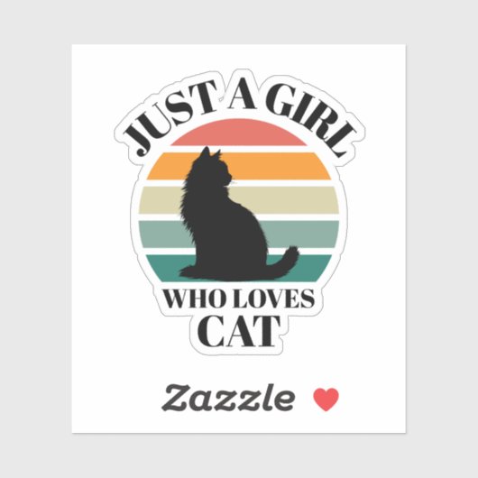 Juste Une Fille Qui Aime Chat Retro Sticker Sunset (Feuille)