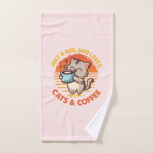 Juste une fille qui aime les chats et le café (Serviette à main)