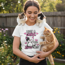 Juste une fille qui aime les chats T-shirt mignon 