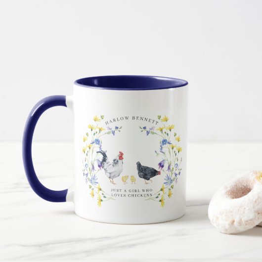 Juste une fille qui aime les poulets | Mug Monogra (Avec donut)