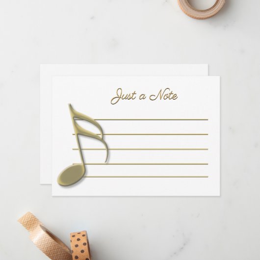 Juste une note Gold Music Note Cartes pour notes (Devant/Arrière en situation)