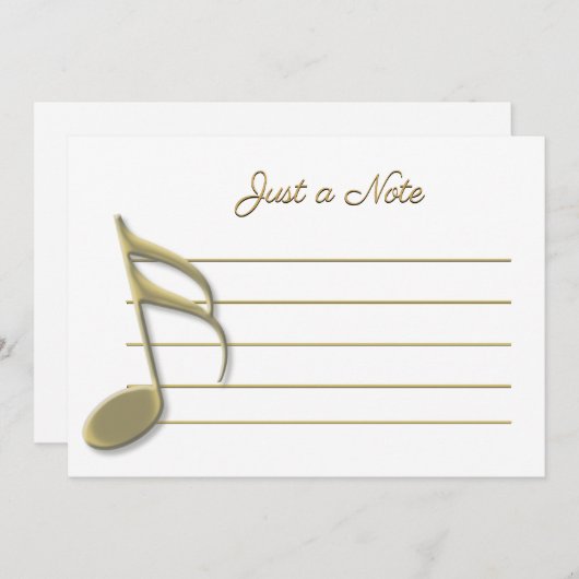 Juste une note Gold Music Note Cartes pour notes (Devant / Derrière)
